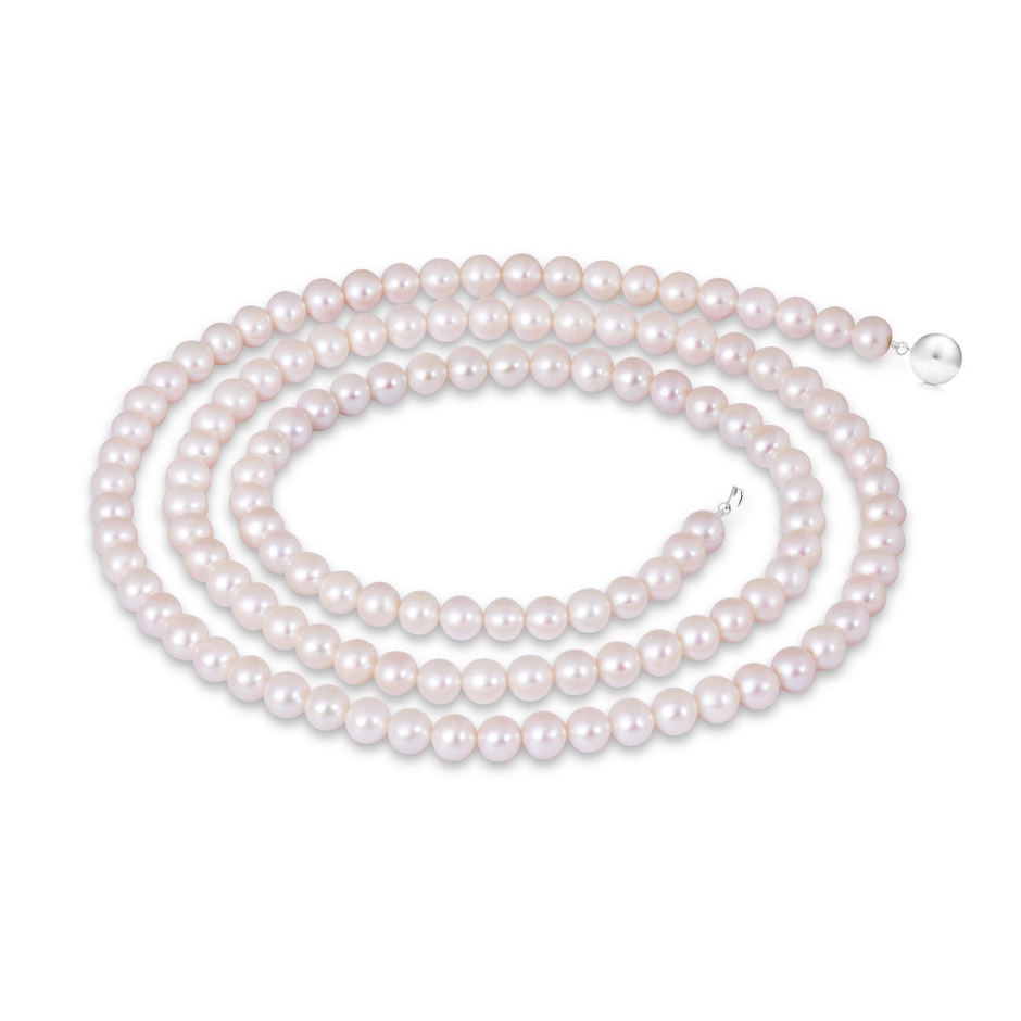 9-10mm Ball Clasp 30" Single Strand Freshwater Pearl Opera Necklace in White Gold 