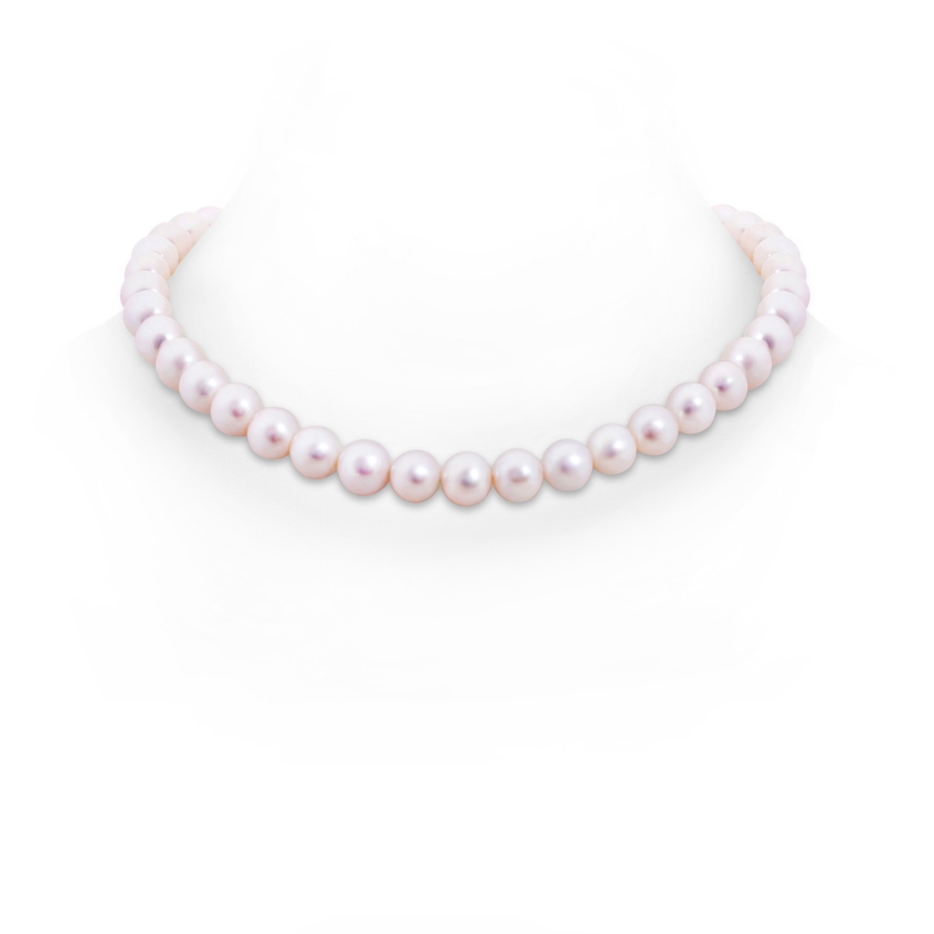 9-10mm Semi Frosted Diamond Clasp 16" Freshwater Pearl Choker-Length Single Strand in White Gold