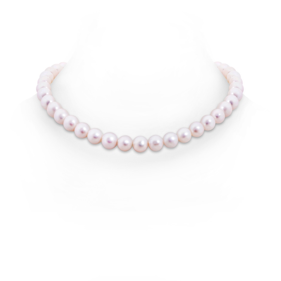 9-10mm Semi Frosted Diamond Clasp 16" Freshwater Pearl Choker-Length Single Strand in White Gold 