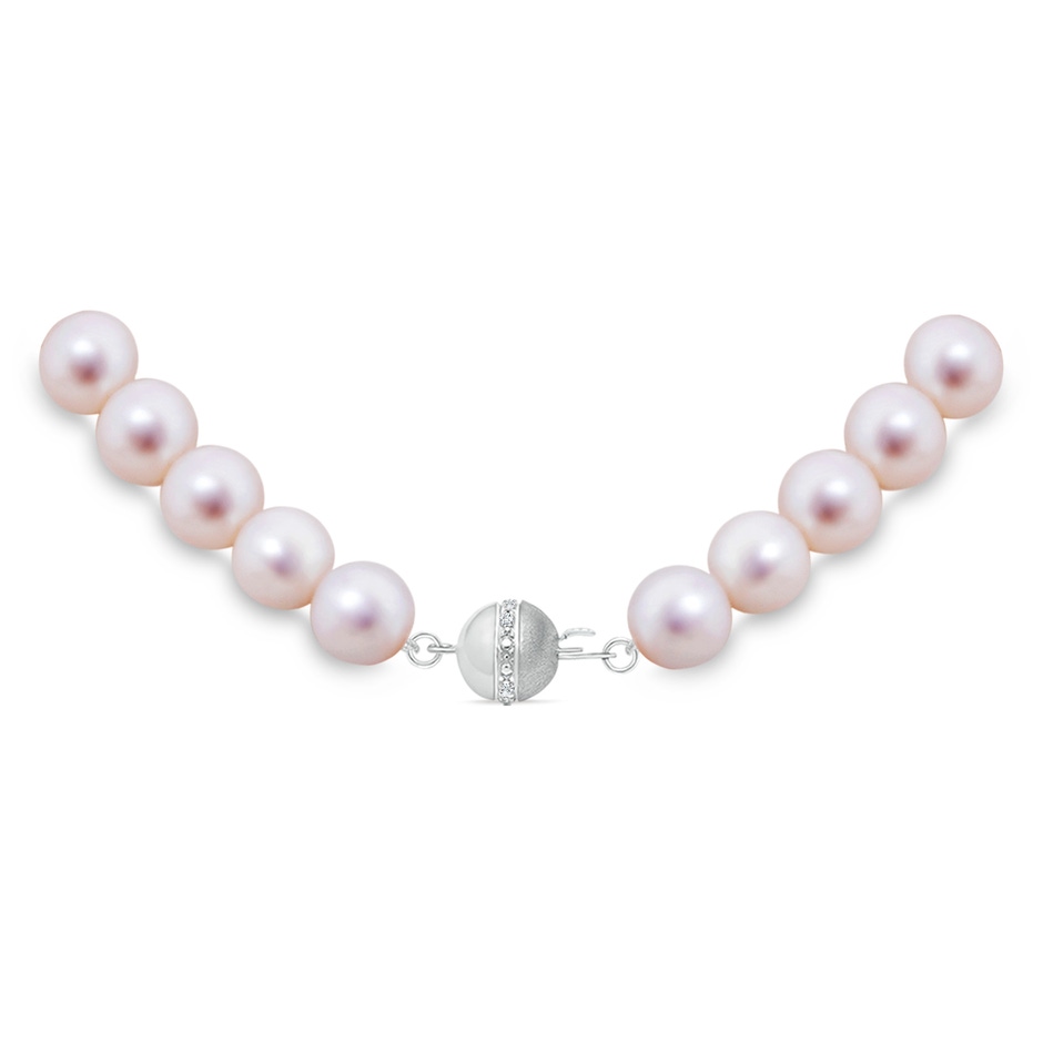 9-10mm Semi Frosted Diamond Clasp 16" Freshwater Pearl Choker-Length Single Strand in White Gold product image