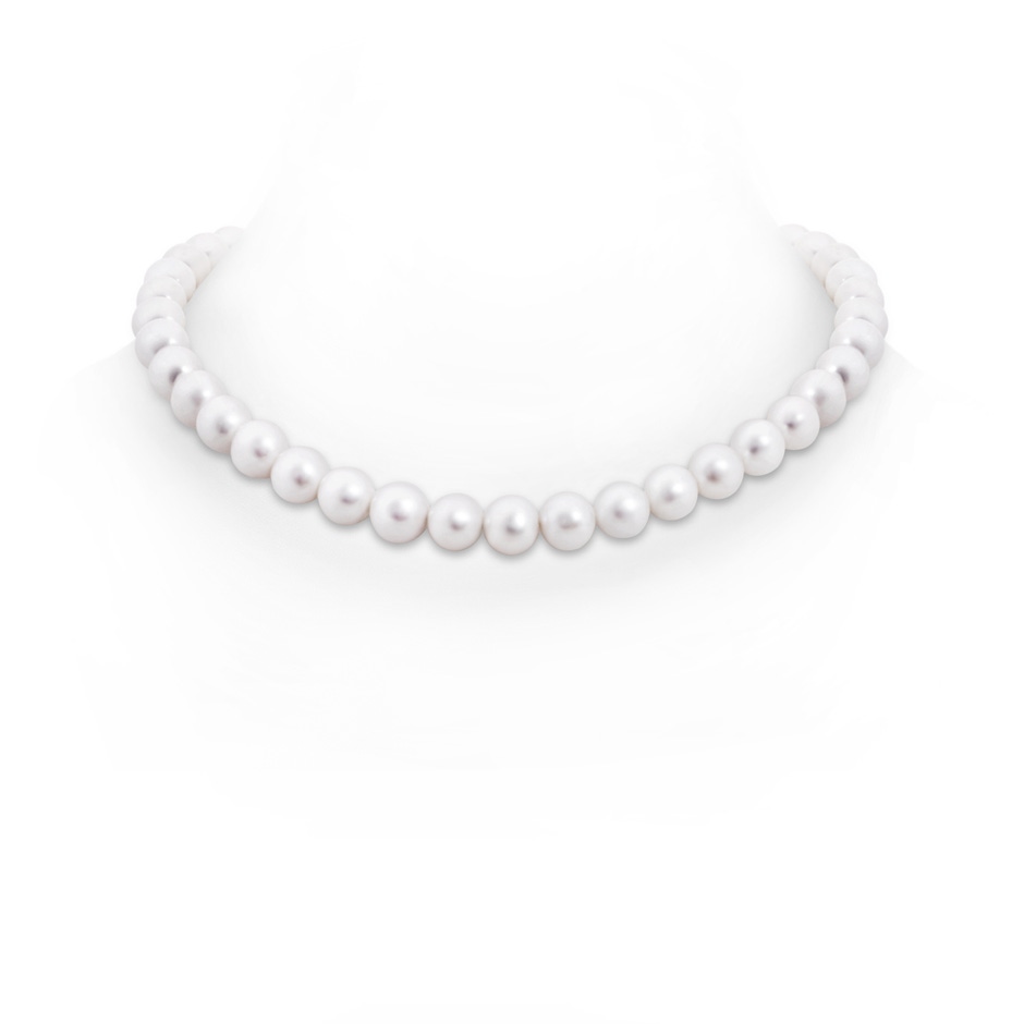 9-10mm Semi Frosted Diamond Clasp 16" Freshwater Pearl Choker-Length Single Strand in Yellow Gold 