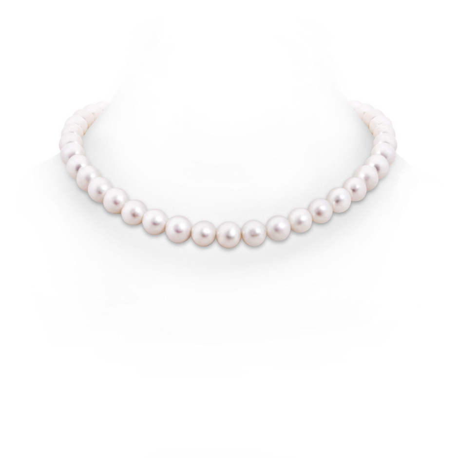 9-10mm Single Row Bow 16" Freshwater Pearl Choker-Length Single Strand in White Gold 