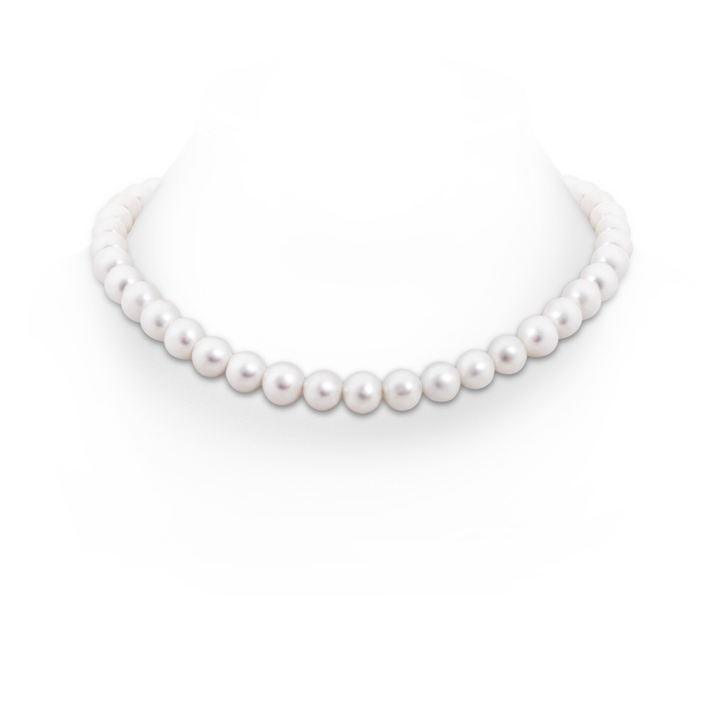 9-10mm Ball Clasp 18" Freshwater Pearl Princess-Length Single Strand in White Gold 