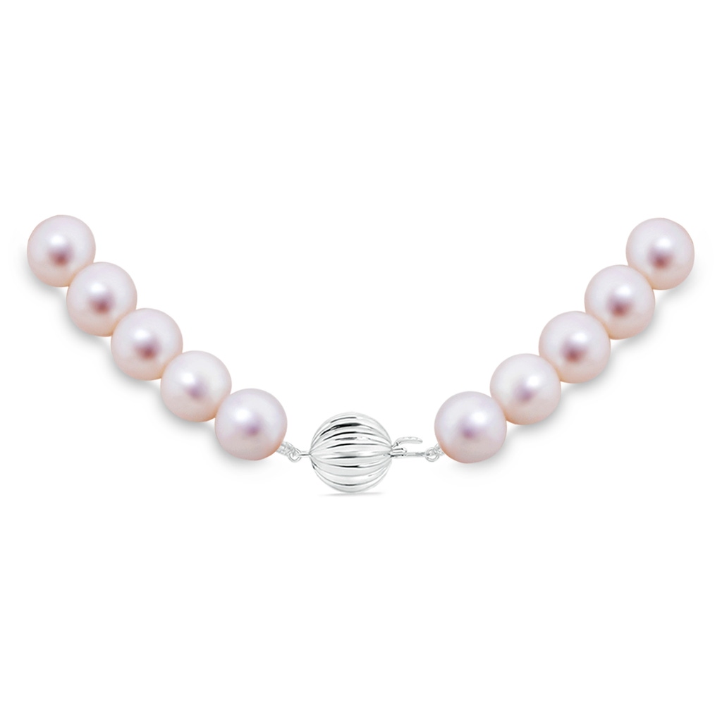 9-10mm Corrugated Ball 18" Freshwater Pearl Princess-Length Single Strand in White Gold Product Image