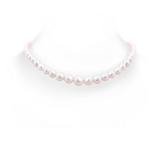 7-10mm Semi Frosted Diamond Clasp 16" Graduated Freshwater Pearl Choker in White Gold