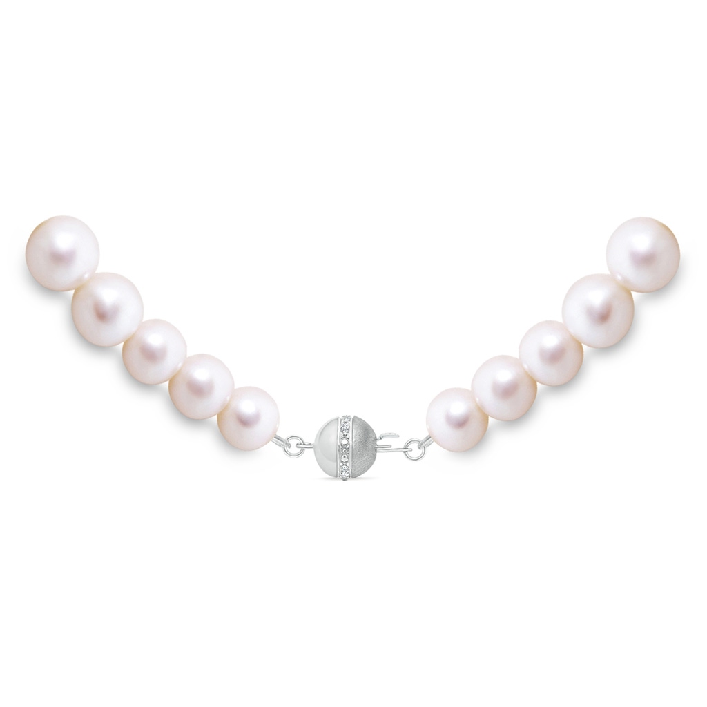 7-10mm Semi Frosted Diamond Clasp 16" Graduated Freshwater Pearl Choker in White Gold Product Image