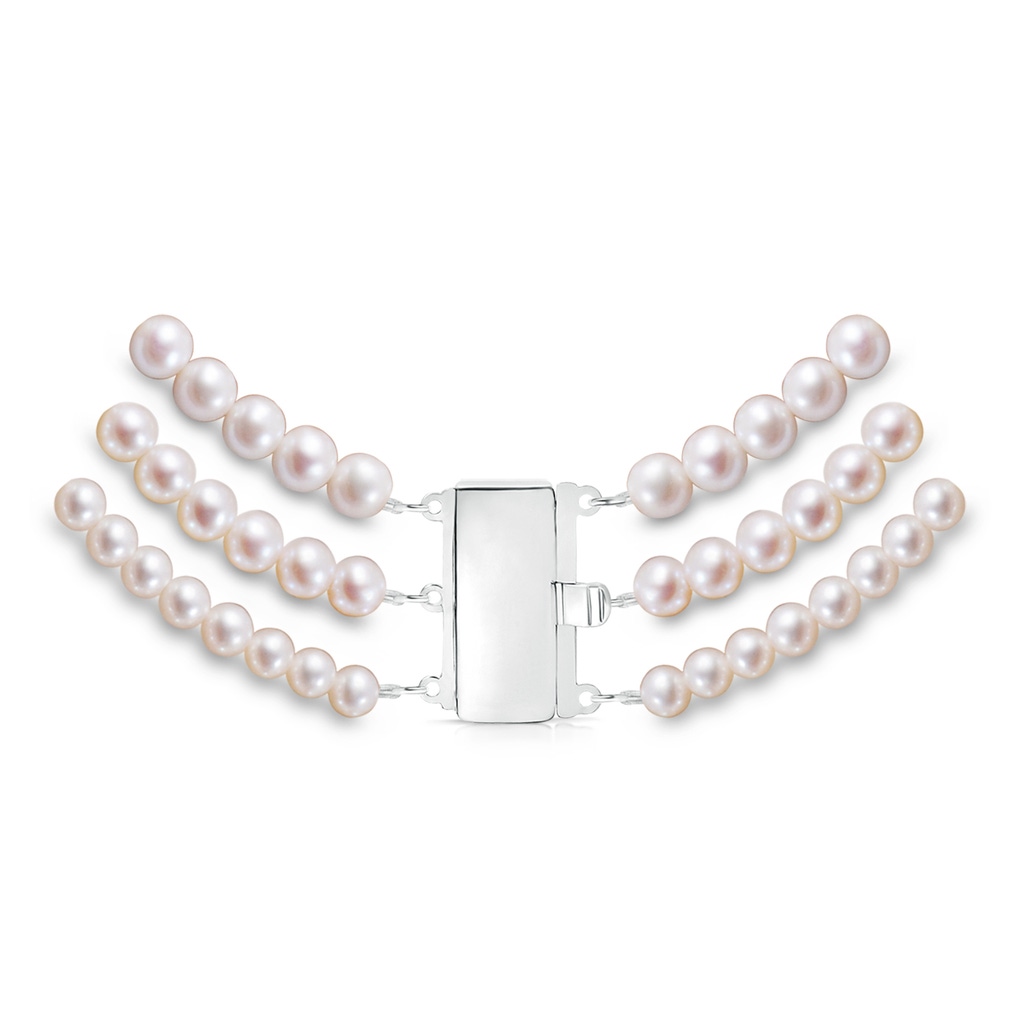 7-10mm Triple Row Rectangular 18" Graduated Freshwater Pearl Triple Strand in White Gold Product Image