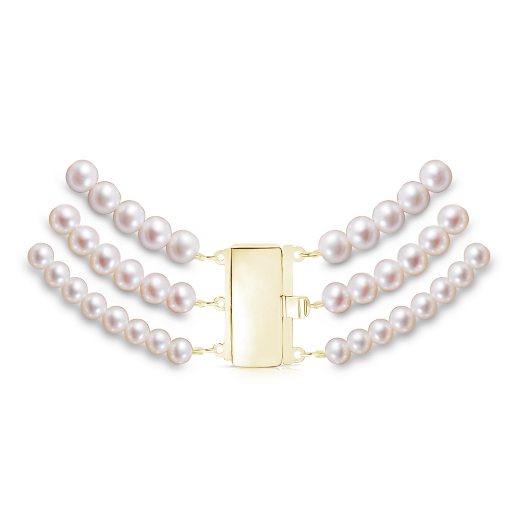 7-10mm Triple Row Rectangular 18" Graduated Freshwater Pearl Triple Strand in Yellow Gold Product Image