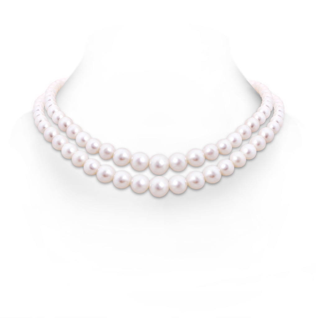 7-10mm Double Row Bowknot 16" Graduated Freshwater Cultured Pearl Double Strand Choker in White Gold