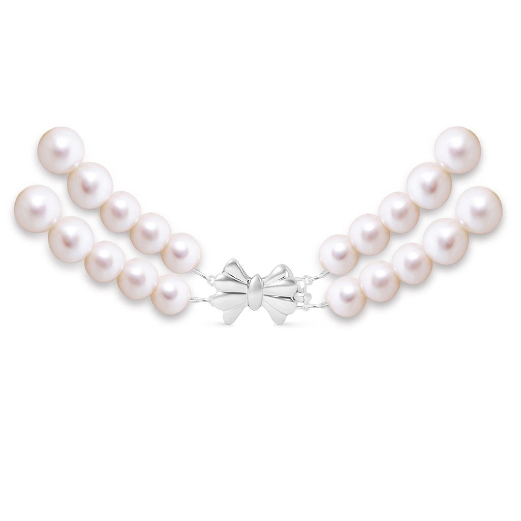 7-10mm Double Row Bowknot 16" Graduated Freshwater Cultured Pearl Double Strand Choker in White Gold Product Image