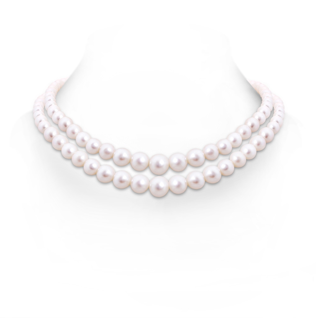 7-10mm Double Row Bowknot 16" Graduated Freshwater Cultured Pearl Double Strand Choker in Yellow Gold 