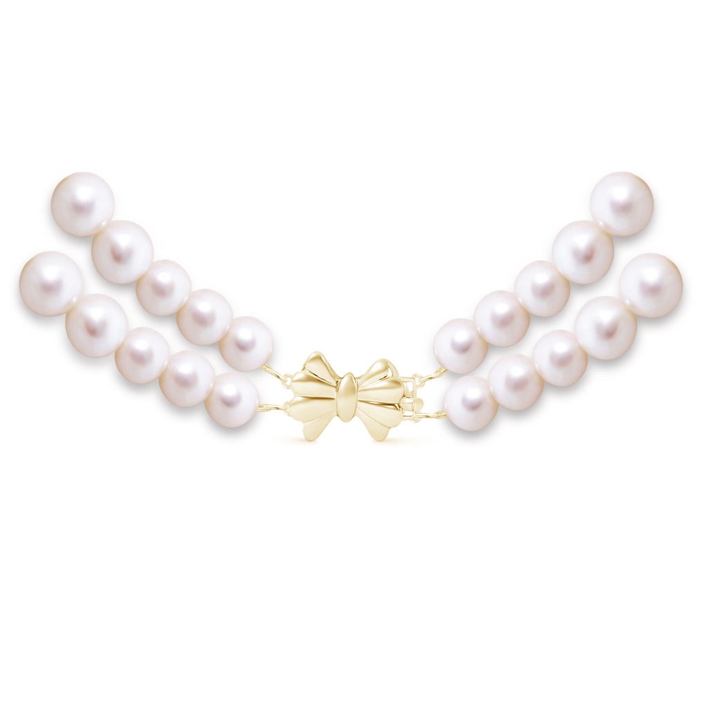 7-10mm Double Row Bowknot 16" Graduated Freshwater Cultured Pearl Double Strand Choker in Yellow Gold Product Image