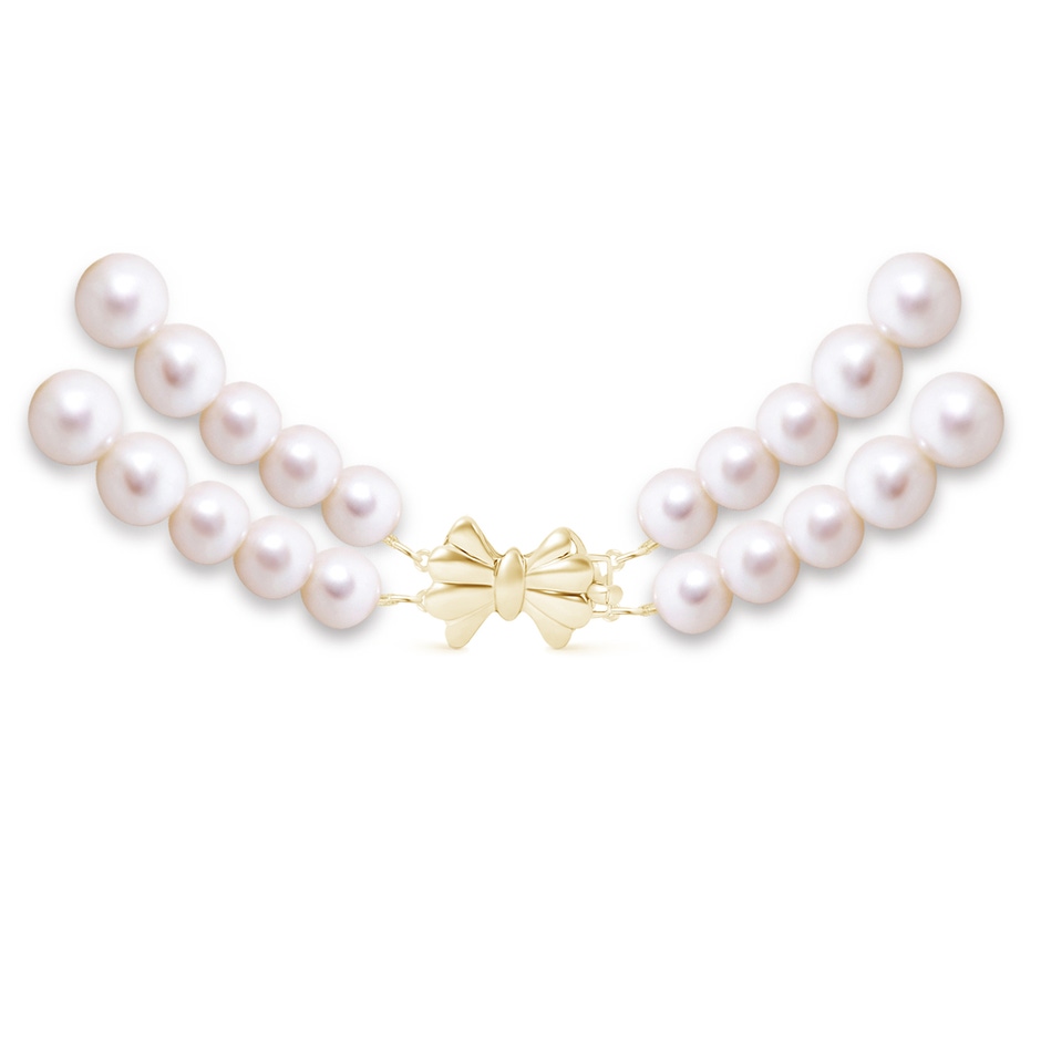 7-10mm Double Row Bowknot 16" Graduated Freshwater Cultured Pearl Double Strand Choker in Yellow Gold product image