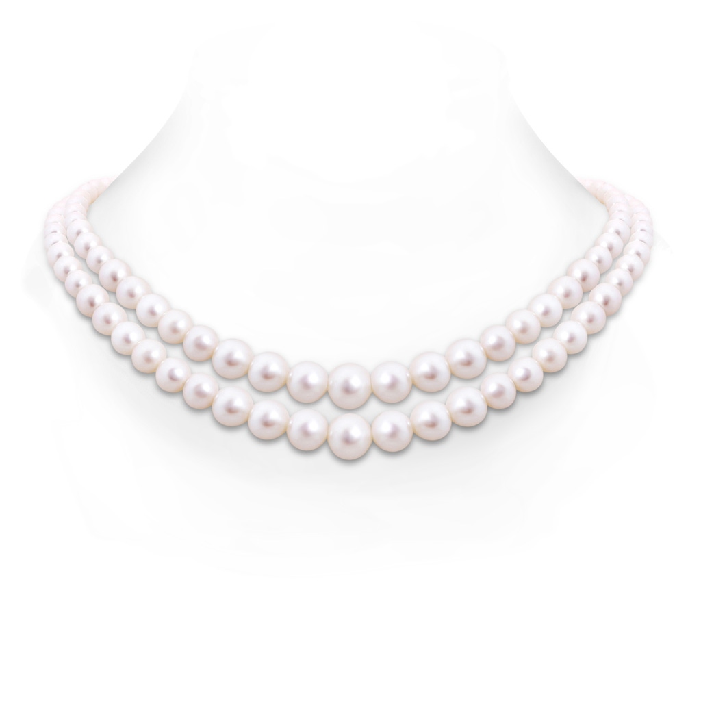7-10mm Double Row Bowknot 18" Graduated Freshwater Cultured Pearl Double Strand in White Gold