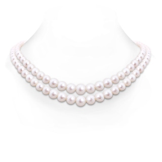 7-10mm Double Row Bowknot 18" Graduated Freshwater Cultured Pearl Double Strand in White Gold