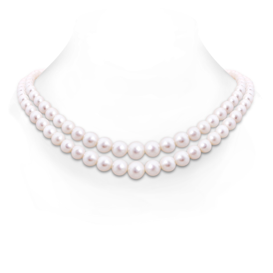 7-10mm Double Row Bowknot 18" Graduated Freshwater Cultured Pearl Double Strand in White Gold 