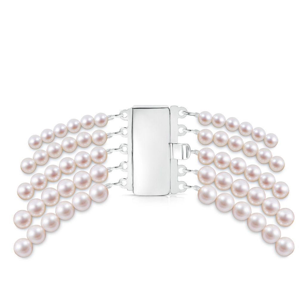 6.5-10mm Five Row Rectangular Graduated Freshwater Cultured Pearl Five Strand Necklace in White Gold Product Image