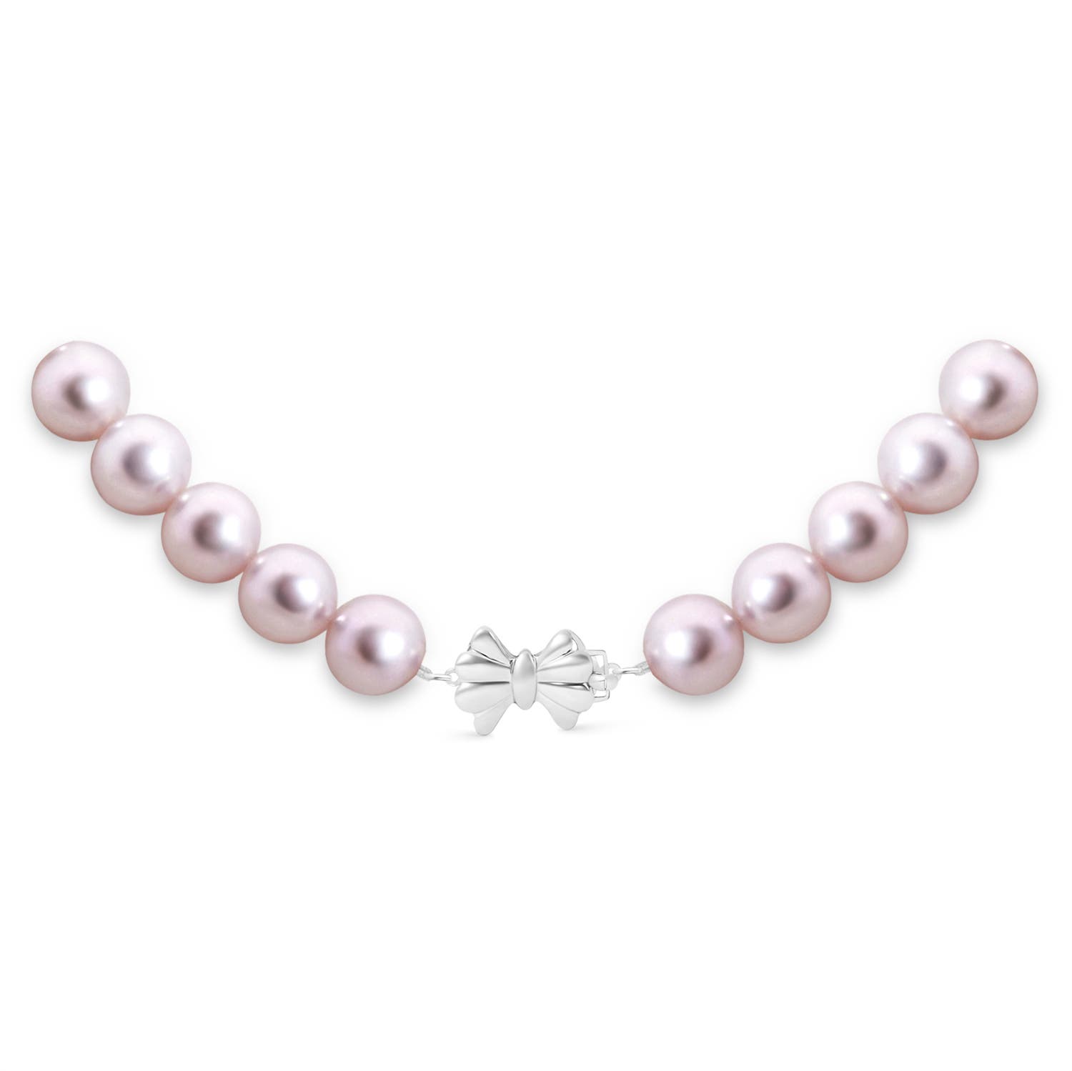 7.5-8mm Single Row Bow 7.5-8mm, 18" Classic Japanese Akoya Pearl Princess Necklace in White Gold - side 5