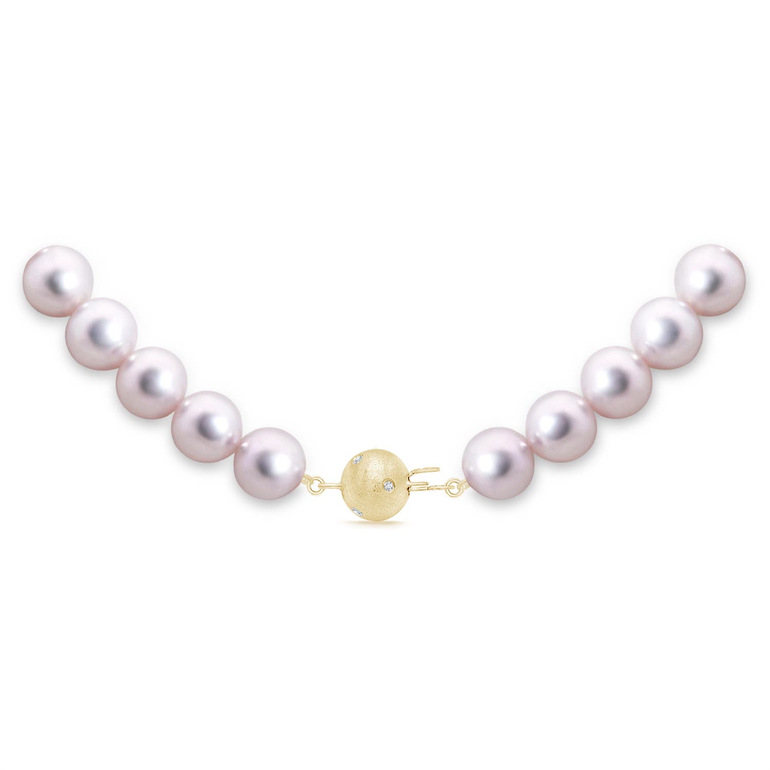 8-8.5mm Dia Frosted Ball 8-8.5mm, 22" Japanese Akoya Pearl Matinee Necklace in Yellow Gold - side 2