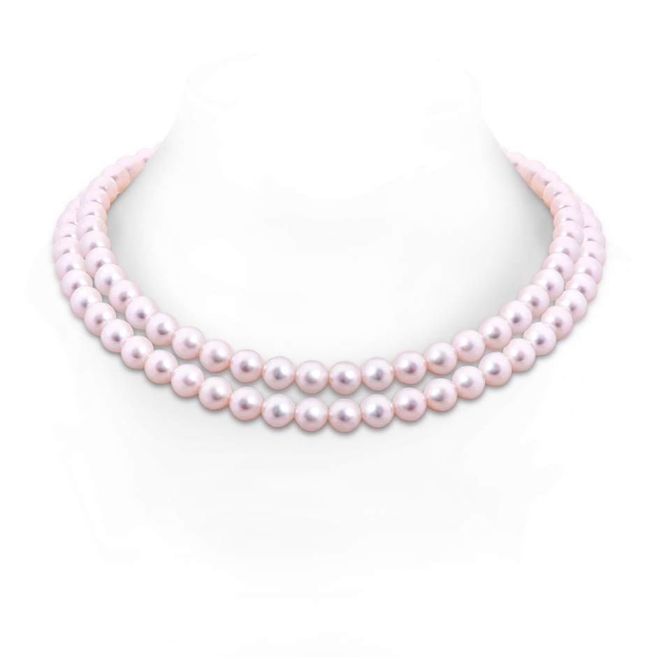 7.5-8.5mm Double Row Bowknot 7.5-8.5mm, 18" Japanese Akoya Pearl Double Strand Necklace in Yellow Gold 