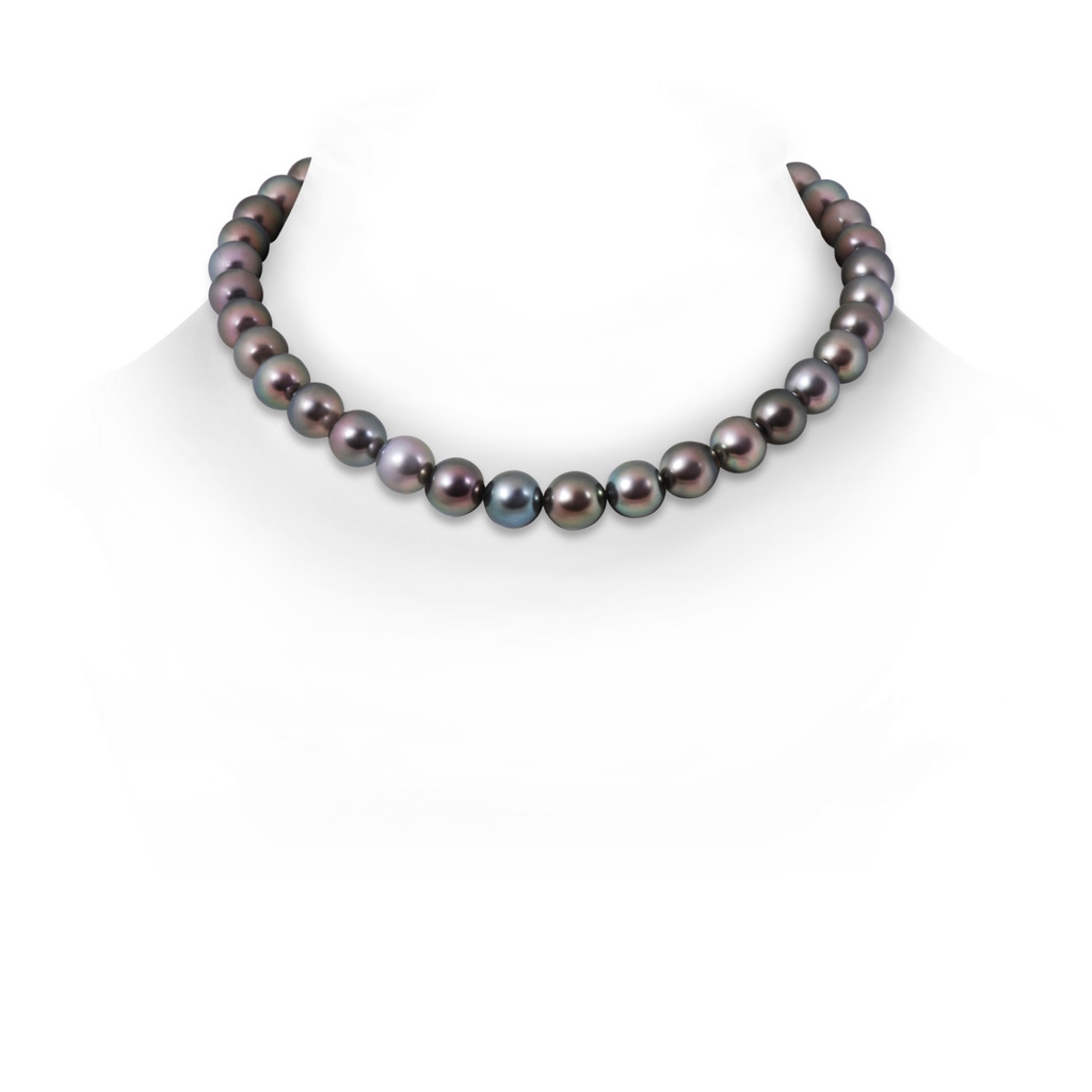 Single Row Bow 9-10mm 9-10mm, 16" Multicolour Tahitian Cultured Pearl Choker in White Gold